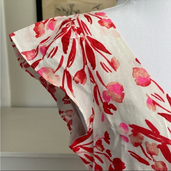 Banana Republic NWT Spring Coral Floral Linen Cotton Mini Dress - Picture 7 of 16